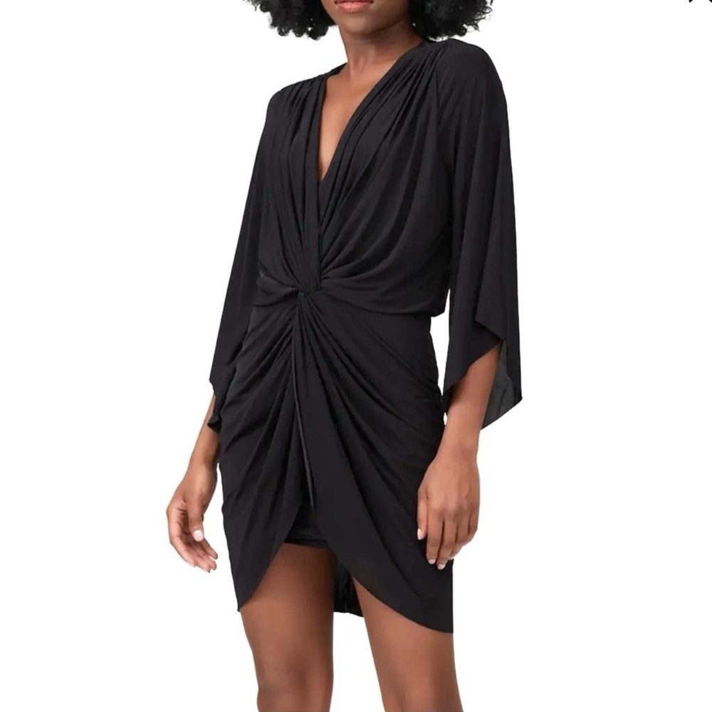 NWT MISA Los Angeles Teget Draped Twist Front Mini Dress in Black